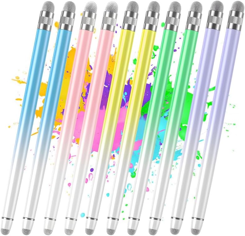 Bopomofo 10PCS Stylus Pen for Touchscreen,Stylus Pen for iPhone/iPad/Tablet Android/Microsoft/Surface, Compatible with All Touch Screens (Purple/Pink/Blue/Green/Yellow)