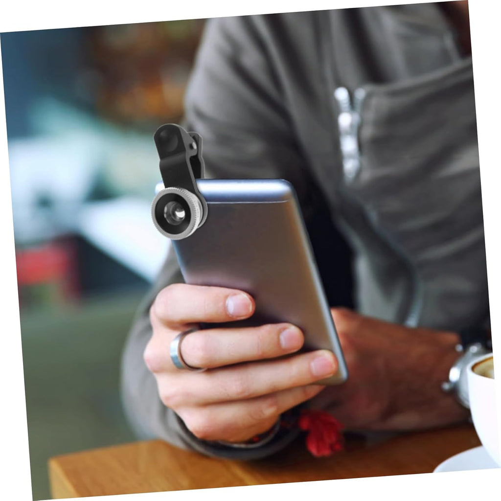 Portable Cell Phone Camera Lens Super Wide Angle Lens Macro Lens Fisheye Lens Clip on 3 in 1 Mobile Phone Lens Compatible for iPhone 6S/7/8/X (Silver)