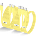 3-Pack Yellow [3.3FT+6.6FT+10FT] 60W USB C to USB C Cable, Type C Fast Charging Cable for iPhone 16 15 Pro Plus Pro Max，for Galaxy S24 S23, for iPad Pro/Air, for MacBook Pro/Air and More