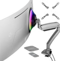AVLT Single 17"-57" Super Ultrawide Monitor Arm for Screens Up to 59.5 lbs, Premium Aluminum Desk Stand, Adjustable Pneumatic Height, Full Motion Swivel Tilt Rotation, USB-C & USB-A Ports, Gray