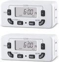 7 Day Programmable Digital Timer Outlet, Indoor Timer with Single Plug-in, Suitable for Lamp, Fan, Aquarium, 15A 1/2HP, 2 Pack