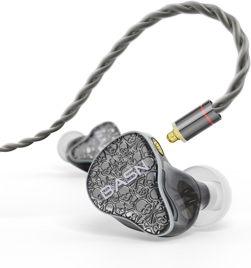 BASN Bmaster5 in Ear Monitors, 5 Drivers Drummer Headphones with Powerful Bass, Noise Isolation IEM Earbuds with Detachable MMCX Sliver-Plated OFC Cable for Musicians (Midnight Black, MMCX)