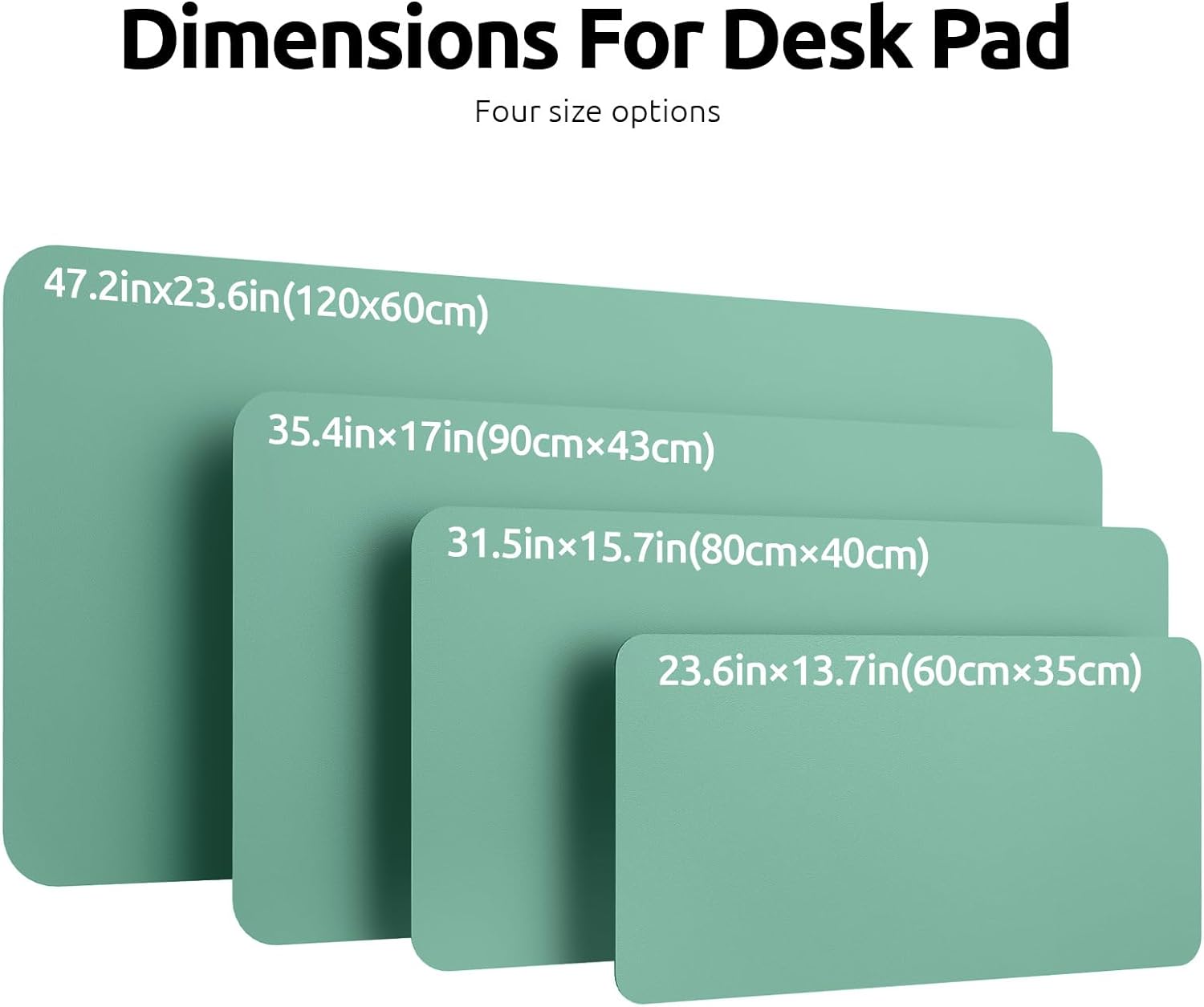 YSAGi Leather Desk Protector, Office Mat, Large Mouse Mat, Non-Slip PU Leather Blotter, Laptop Desk Pad, Waterproof Writing Pad for Office and Home (Green-Blue, 47.2" x 23.6")