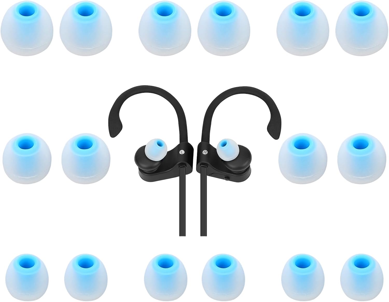 Earbud Tips Ear Bud Tips Soft Anti Slip Washable and Reusable Silicone Replacement Earbud Tips Fit Most in-Ear Earbuds(Inner Hole 3.8mm -5.1mm) 18pcs S M L