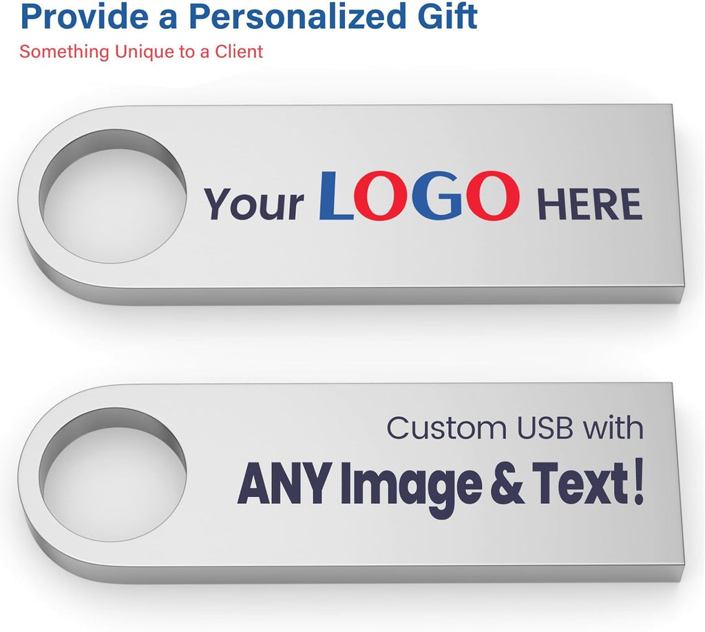 Customizable Flash Drives 1GB, Wooolken Personalized USB 2.0 Thumb Drives 10/20/50/100 Pack, Logo Pendrive Custom Memory Stick USB Engraved Logo (Metal)