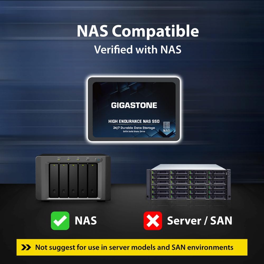 Gigastone 1TB NAS SSD Drive (24-Pack) 24/7 Durable TLC High Endurance RAID Data Storage Network Attached Storage 2.5" SATA Internal Solid State Hard Drives