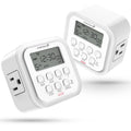 Fosmon 7 Day Digital Timers for Electrical Outlets, Indoor Plug-in Light Timers Switch Programmable, Electric Wall Plug for Lamp, Grow Reptile Lights, Aquarium, 15A/1875W, Grounded- 2 Pack