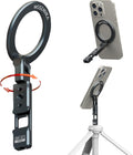 Magnetic Tripod Phone Mount,Travel Phone Grip for iPhone,Foldable Desk Stand Magnet Phone Holder, Phone Mount for Content Creator with 1/4" Hole&Cold Shoe for iPhone 16/15/14/13/12/Tripod