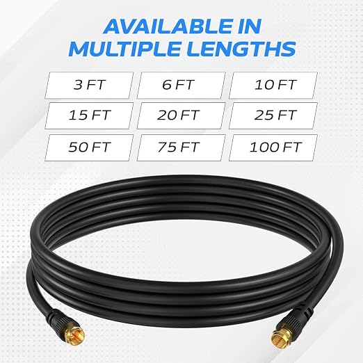 Cables Direct Online Coaxial Cable 75FT Black Coax RG6 Male F Type Extension - Image 4