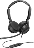Yealink UH42 USB Headset with Microphone for PC Computer, Wired Headphones Teams Certified, Noise Cancelling Mic, in Line Control, Mute Button, Cable Length 7.05FT, All Day Comfort