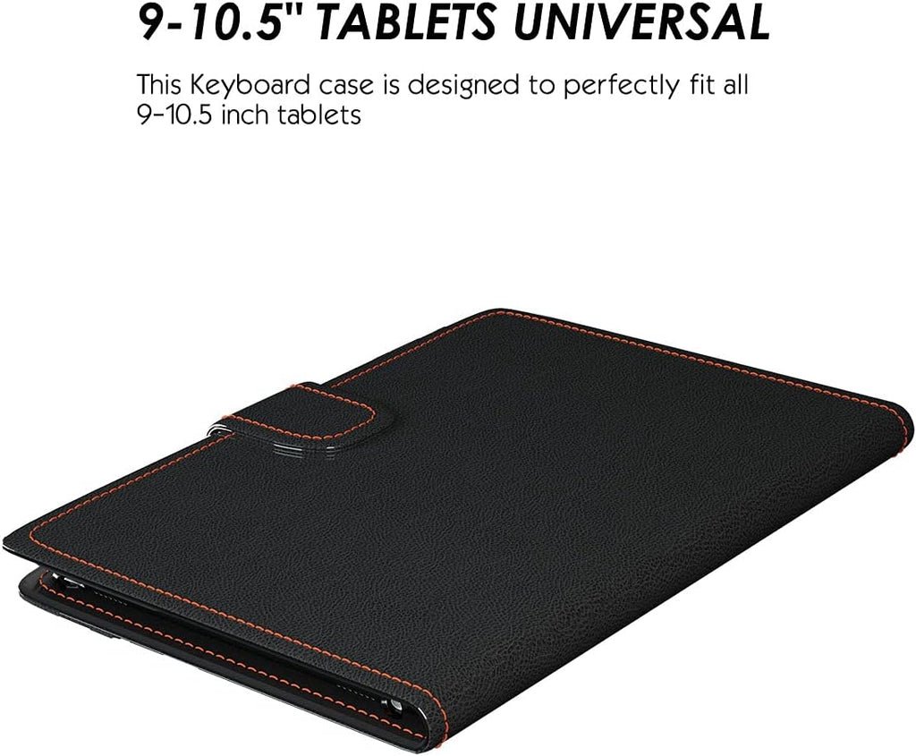 TouchPad Keyboard case for 9",9.7",10.1",10.2",10.5",10.9",11" Tablets,2-in-1 Bluetooth Wireless Keyboard with Touchpad,7 Colors Backlit & Leather Folio Cover(Black)
