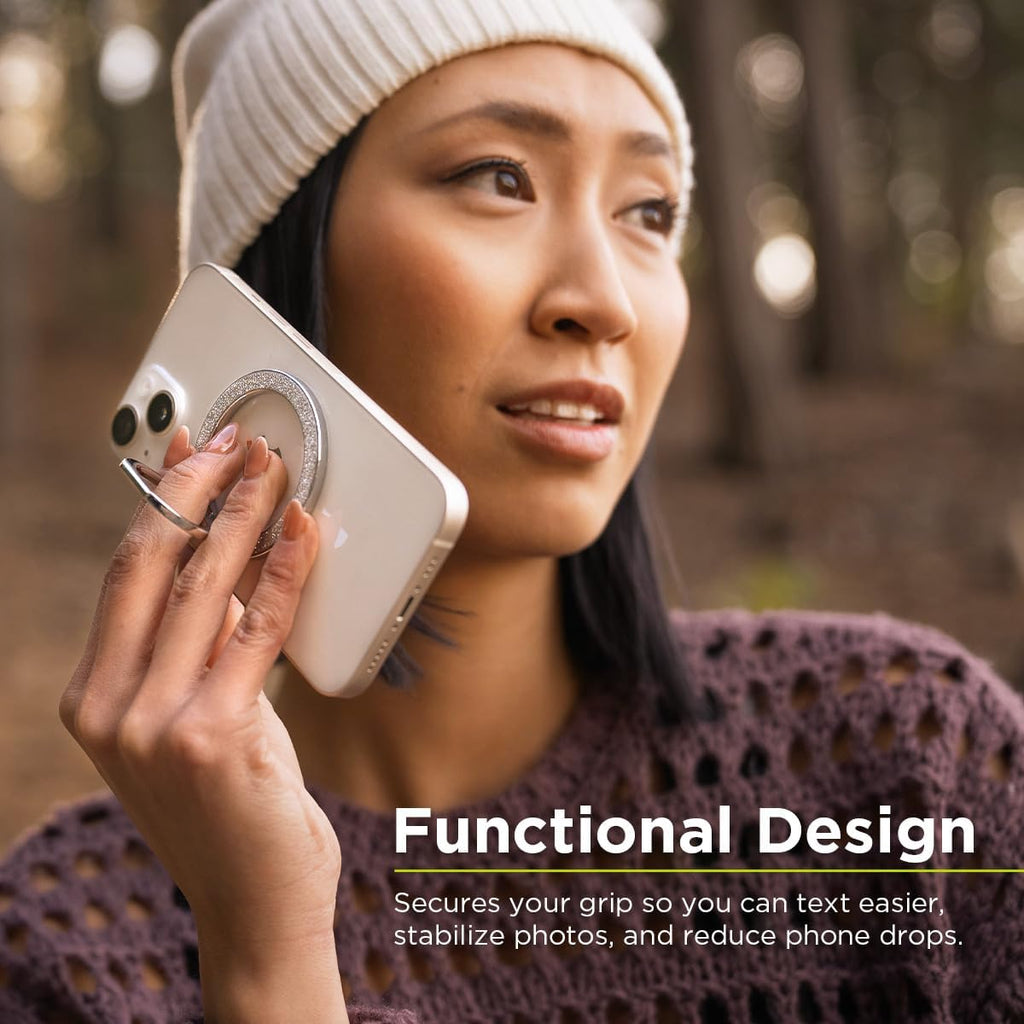 PureGear Magnetic Phone Grip Ring Stand, Magnetic Phone Ring Holder for MagSafe iPhone 16, 16Pro, 16Plus, 16ProMax, 15, 15Plus, 14, 14Plus, 14Pro, 14Pro Max, 13, 12, Adjustable Kickstand (Gold)