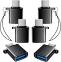 USB C to USB A Adapter 6 Pack,USBC to USB Adapter,TypeC Male USBA Female 3.0 Adaptor,USBC OTG Adapters for iPhone 16 15,MacBook Pro,iPad,Samsung Galaxy,Black