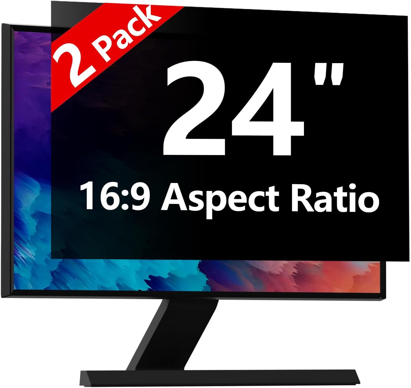 【2-Pack】 24 Inch Computer Privacy Screen for 16:9 Monitors with Anti-Spy Anti-Glare Filter, Blue Light Blocking & Eye Protection, Removable Anti-Scratch HD Clarity Screen Protector