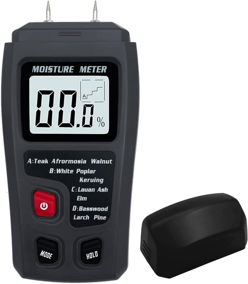 Digital Wood Moisture Meter Wood Humidity Tester Hygrometer Timber Damp Detector Large LCD Display (Grey)