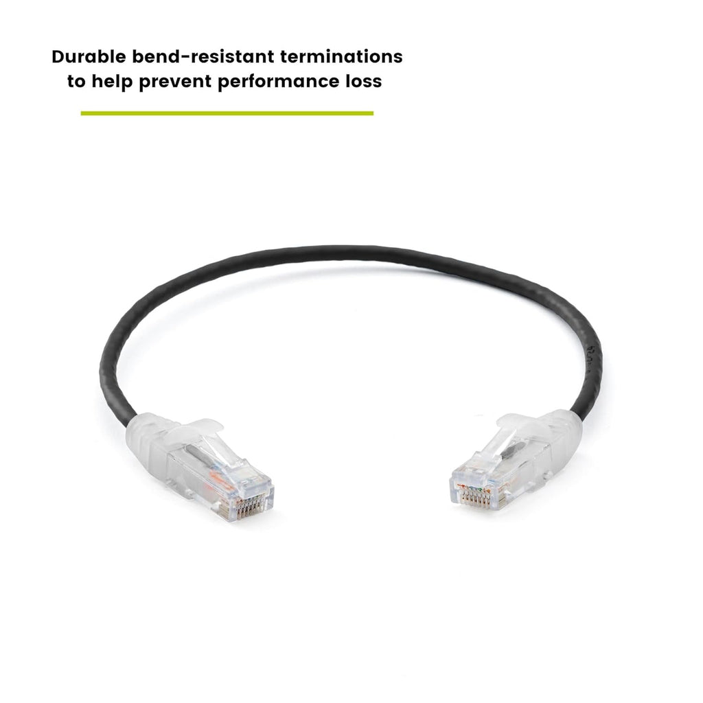 TRUECABLE Cat6 Component Rated Patch Cable, Unshielded (U/UTP), 1ft, Black, 28AWG Solid Copper, Snagless 10G High-Speed Ethernet Cable, PoE++ 4PPoE 100W, UL Listed, RoHS-3, 1 Pack