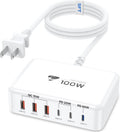 Aiminu USB C Charger Block Charging Station 6-Port 100W GaN USB C Fast Charging for Multiple Devices PD 3.0 Type C & USB A Wall Charger Power Adapter for All iPhone iPad Samsung Android Pixel Series