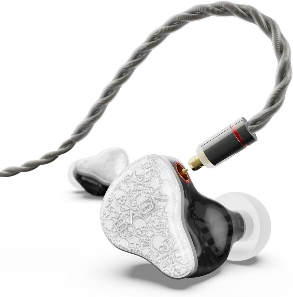 BASN Bmaster5 in Ear Monitors, 1DLC Diaphragm+4BA 5 Drivers IEM Earphones with Silver-Plated OFC Cable, Noise Isolation Wired Earbuds for Musicians (Glacier White)