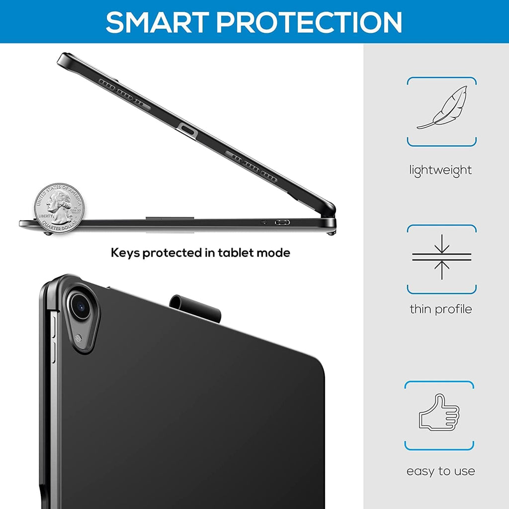 Keyboard Case for iPad 10.2 9th/8th/7th Gen, Rotating Case for iPad9/iPad8/iPad7 with Backlits Touchpad Keyboard-360° Rotatable Smart Cover with Pencil Holder, Silver