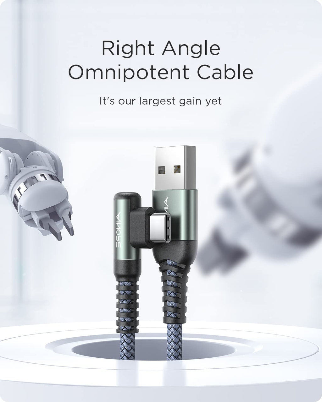 AINOPE USB to USB C Cable 6.6FT 3.1A Fast Charge, Right Angle Fast Charger Type C Cable, Resistant Nylon Braided USB C Cord Compatible Galaxy S10 S9 S21, LG V30,V20,G6，Samsung Fast Charger