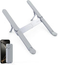 SODI Ultra Compact Foldable Laptop Stand - Portable Laptop Holder for Desk & Travel Use, Ergonomic Aluminum Computer Holder with Adjustable Height for MacBook, Tablet 10-16" (Light Gray, Bi-Fold)