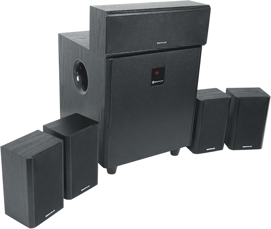 Rockville HTS820 1500W 5.1 Channel Home Theater System with 8" Subwoofer, Bluetooth, USB, Includes Remote and Speaker Mounts - Perfect for Movies, Music, Karaoke