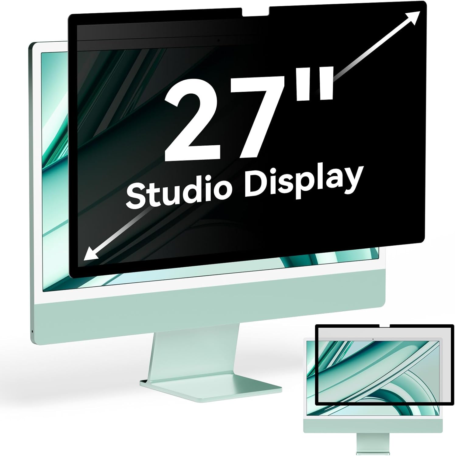 Privacy Screen for iMac 27 Inch Studio Display Desktop Computer Monitor, Anti Glare Blue Light Filter Shield, Upgraded Anti Spy 27 Inch iMac Privacy Protector