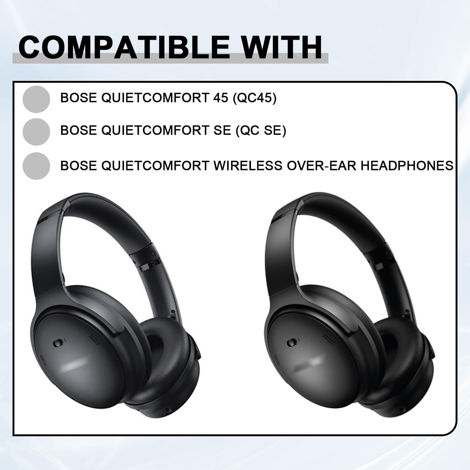 Replacement Ear Pads for Bose QuietComfort 45 (QC45)/QuietComfort SE (QC SE)/Quiet Comfort Headphones, Ear Cushions, Headset Earpads, Ear Cups Cover with Soft Protein Leather (White)