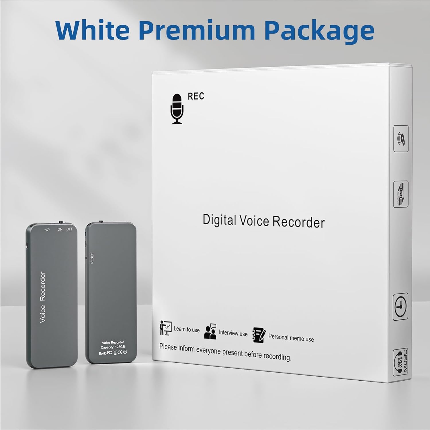 128GB(1800Hrs) Howabo Voice Activated Recorder with Playback, 40Hrs Recording Device with Metal Housing, 1536Kbps Digital Voice Recorder with USB-C for Interviews Personal Memo