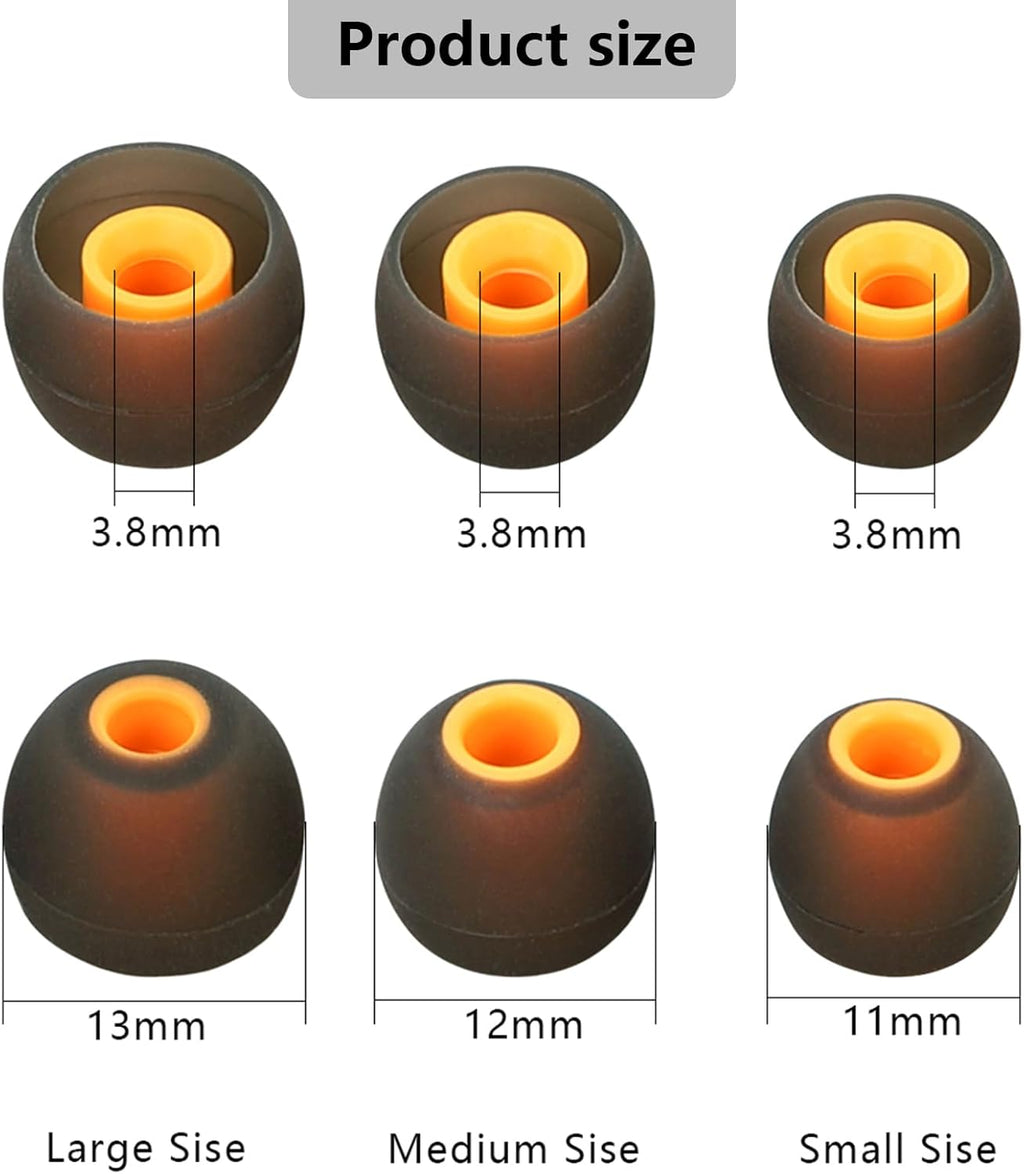 Earbud Replacement Tips Silicone Earbud Tips Earbud Covers Fit for in-Ear Headphones (Inner Hole 3.8mm -5.1mm) Earbud Rubber Tips Ear Tips,9 Pairs S/M/L