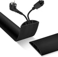 Floor Cord Cover, Cable Protector, 0.63W x 0.31H inches, Wire Cover for Extension Cords, Floor Cable Covers Prevent Cable Trips (Black, 50-3 Feet)