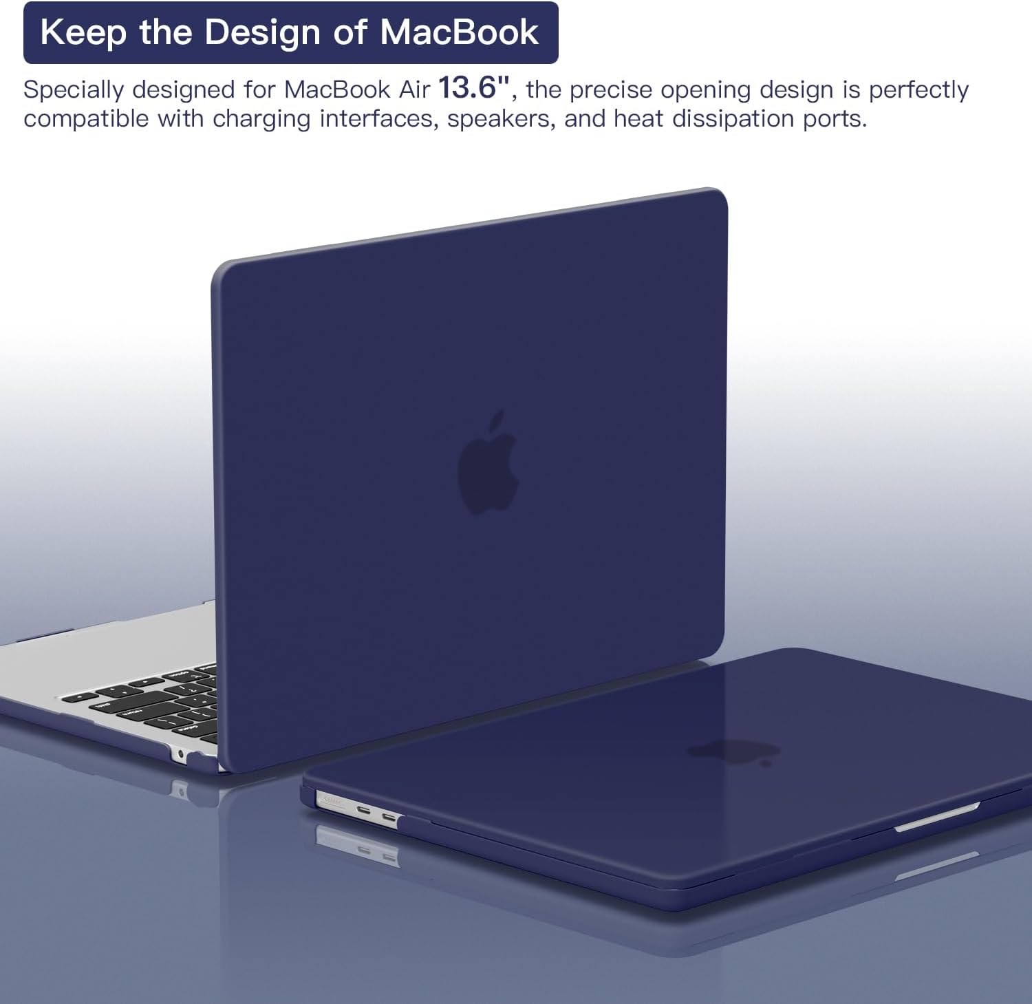 CISSOOK Case for MacBook Air 13.6 inch 2022 2024 2025 Release A2681 M2 A3113 M3 A3240 M4 Chip with Touch ID,Royal Blue Hard Shell Case & Keyboard Cover & Screen Protector, Navy Blue