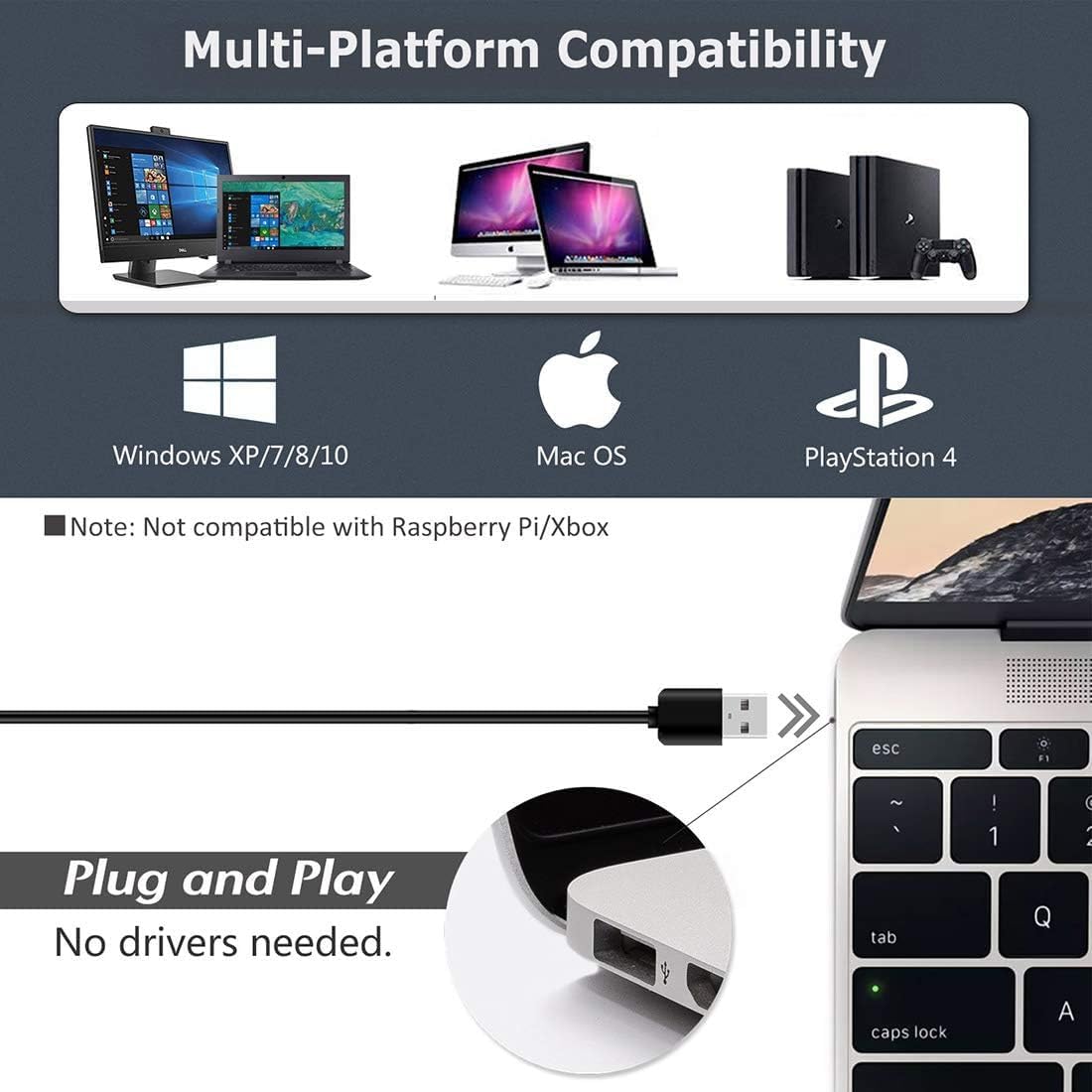JOUNIVO USB Computer Microphone JV605 PRO with Mute Button & Volume Knob Compatible with PC Laptop Desktop Mac PS4, Play & Plug Gooseneck Mic Recording for Gaming, Streaming, YouTube, Vocal