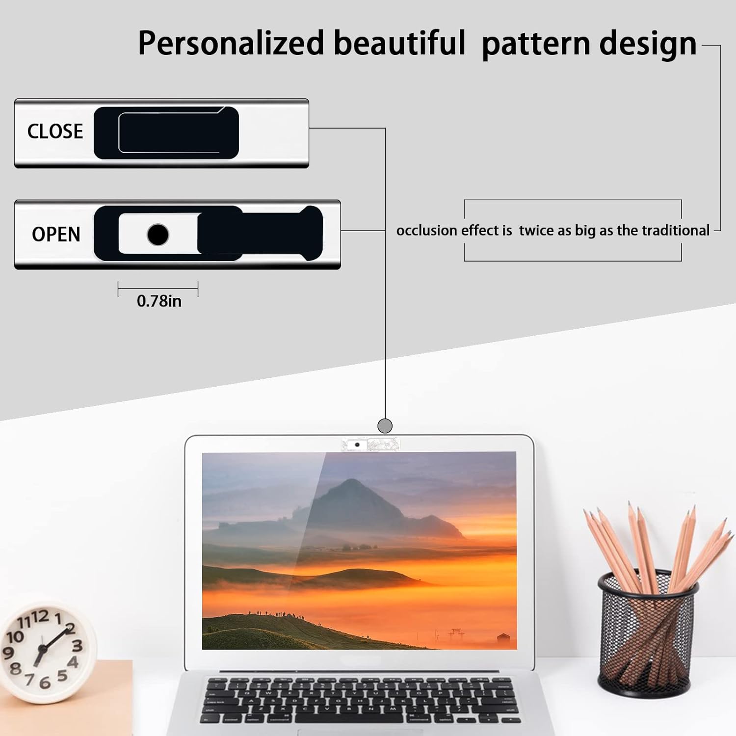 Webcam cover, 3 pieces, laptop camera cover, privacy shielding capacity is twice as big as The traditional, suitable for computer mobile phones, laptops, tablets and so on (black)