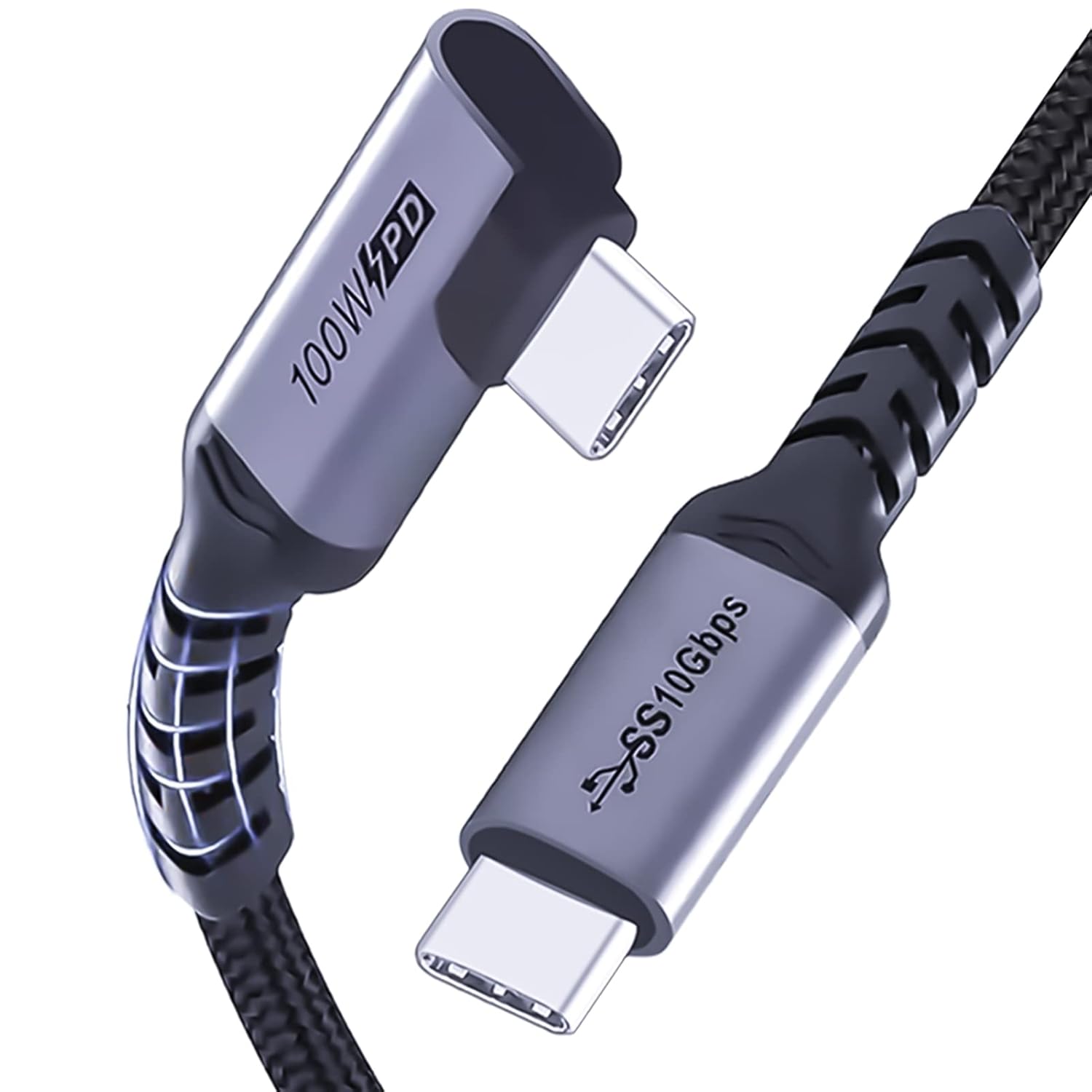 USB C to USB C Cable 3.1 Gen 2 [3.3ft 2 Packs], 100W USBC Cables PD Fast Charging Cable, SuperSpeed 10 Gbps 90 Degree 4K Monitor Video Output Data Cable Compatible for iPhone 15Pro/15ProMax