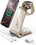 Intoval 3 in 1 Wireless Charging Station for iPhone 16 15 14 13 12 11 X Pro Max, Wireless Charger for Apple Watch 10 Ultra 3 SE 9 8 7 6 5 4 3 2, for AirPods 4 Pro Pro 2 3 (Y93, Desert)
