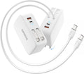 SUPERONE Retractable iPhone Charger, 4-Port USB C Charger Block, iPhone Chargers Fast Charging with Dual USB C Cable, Wall Chargers for iPhones 16/15/14/13/12/11 Series, Pad, Samsung, Pixel