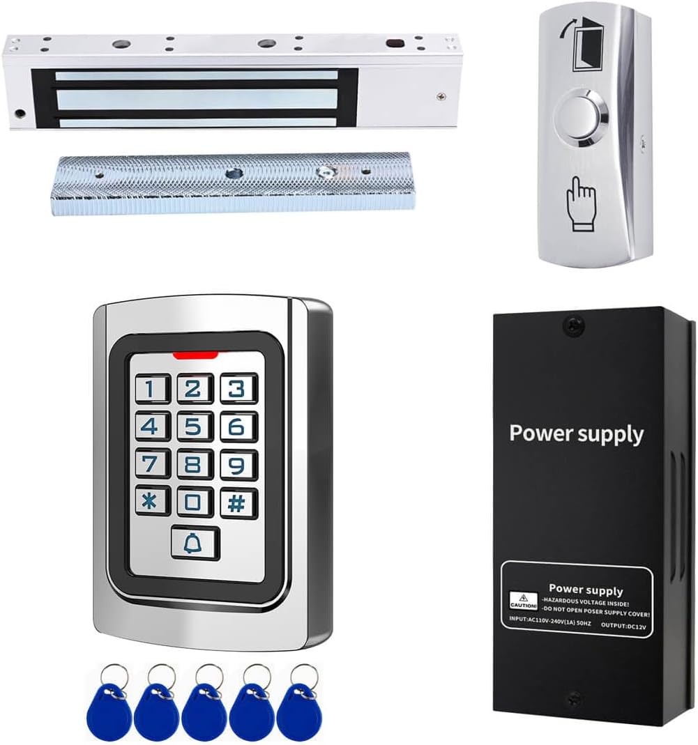 Door Access Control System 600lb Electric Magnetic Door Lock Kit Waterproof Keypad ID Card Smartphone Tuya App Remote Control