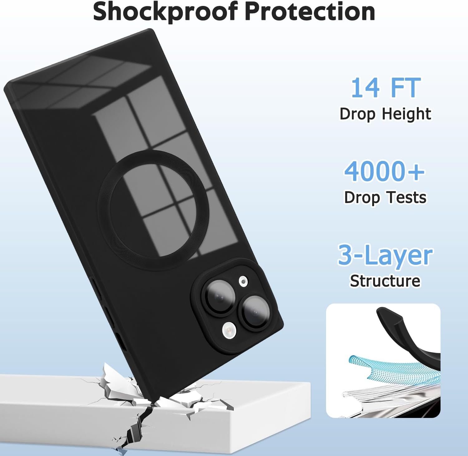 Designed for iPhone 15 Case Compatible with Magsafe Cover Camera Lens Protector Military Grade Protection Shockproof Soft TPU Slim Magnetic Phone Case for iPhone 15 Black