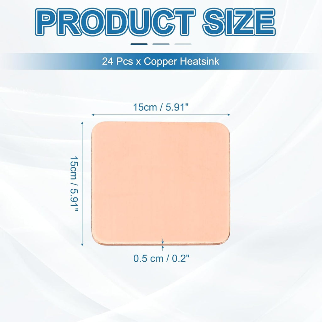 PATIKIL Copper Heatsink Pad Shims, 24 Pcs 15x15x0.5mm Copper Pad Shim IC Chipset GPU CPU Thermal Heatsink for Cooling Laptop Desktop Computer