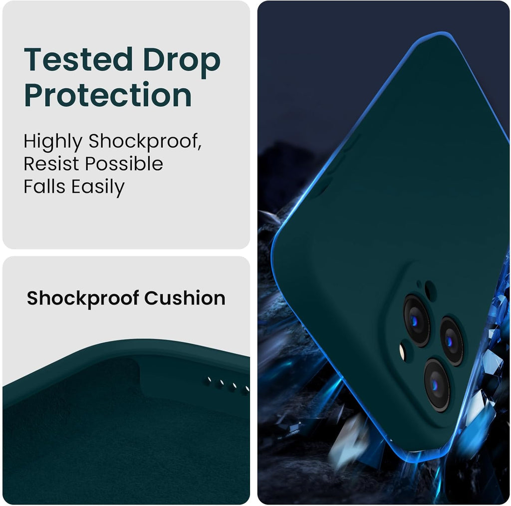 FireNova Designed for iPhone 13 Pro Case, Silicone Upgraded [Camera Protection] Phone Case with [2 Screen Protectors], Soft Anti-Scratch Microfiber Lining Inside, 6.1 inch, Teal
