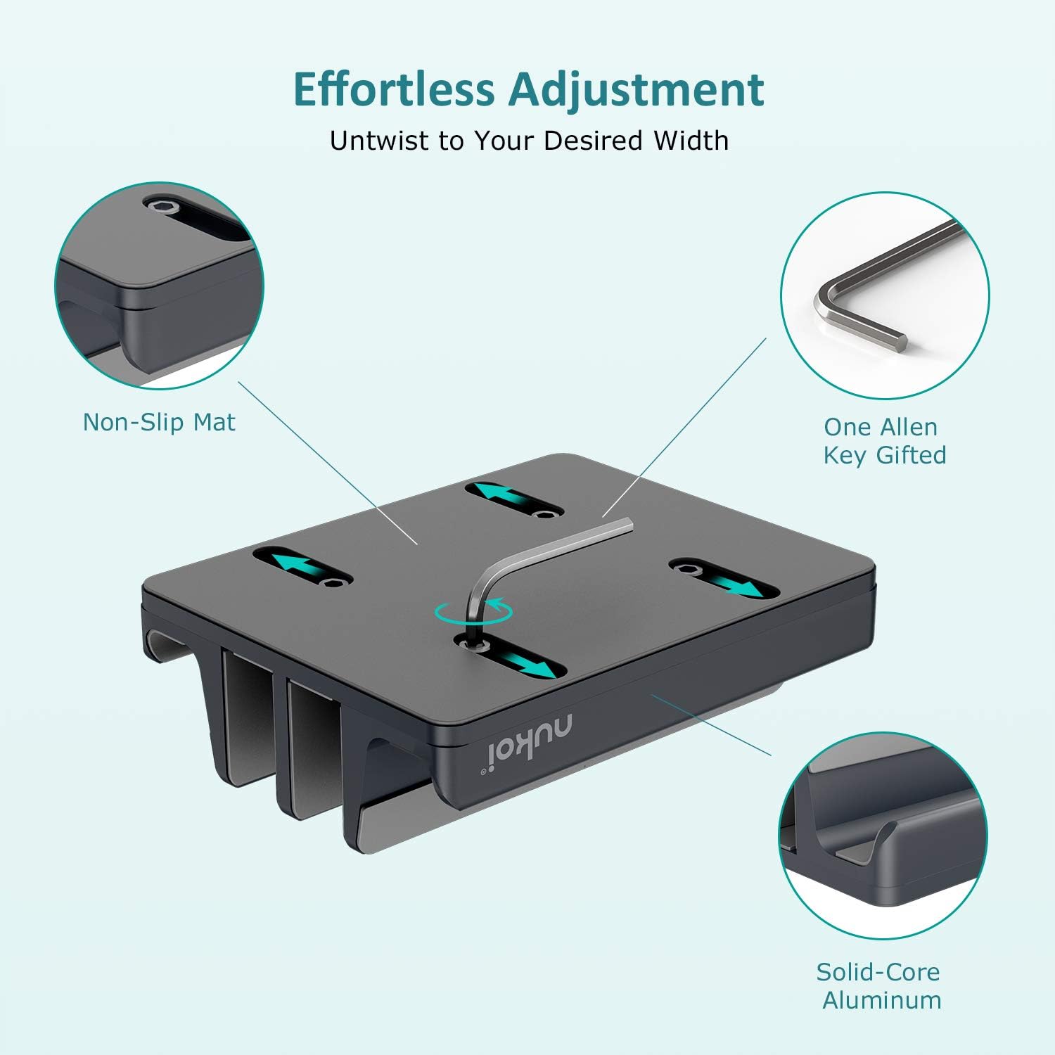Vertical Laptop Stand - SPACEMax Adjustable GRIPLock Anti-Tip Silicone 4 Slots Aluminum Desktop Holder - Double Dock Stand - 2 Phone Slots Fits Up to 17.3” Laptops, Tablets, Phones - Gray