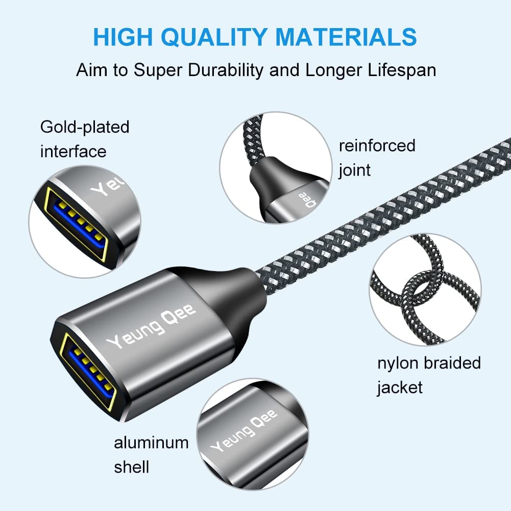 USB 3.0 Extension Cable 12 ft,5Gbps High Speed USB 3.0 Type A Male to Female Extension Cord,USB Extension Lead Compatible with USB Flash Drive, Hard Drive, Card Reader,Scanner,Keyboard (12FT)