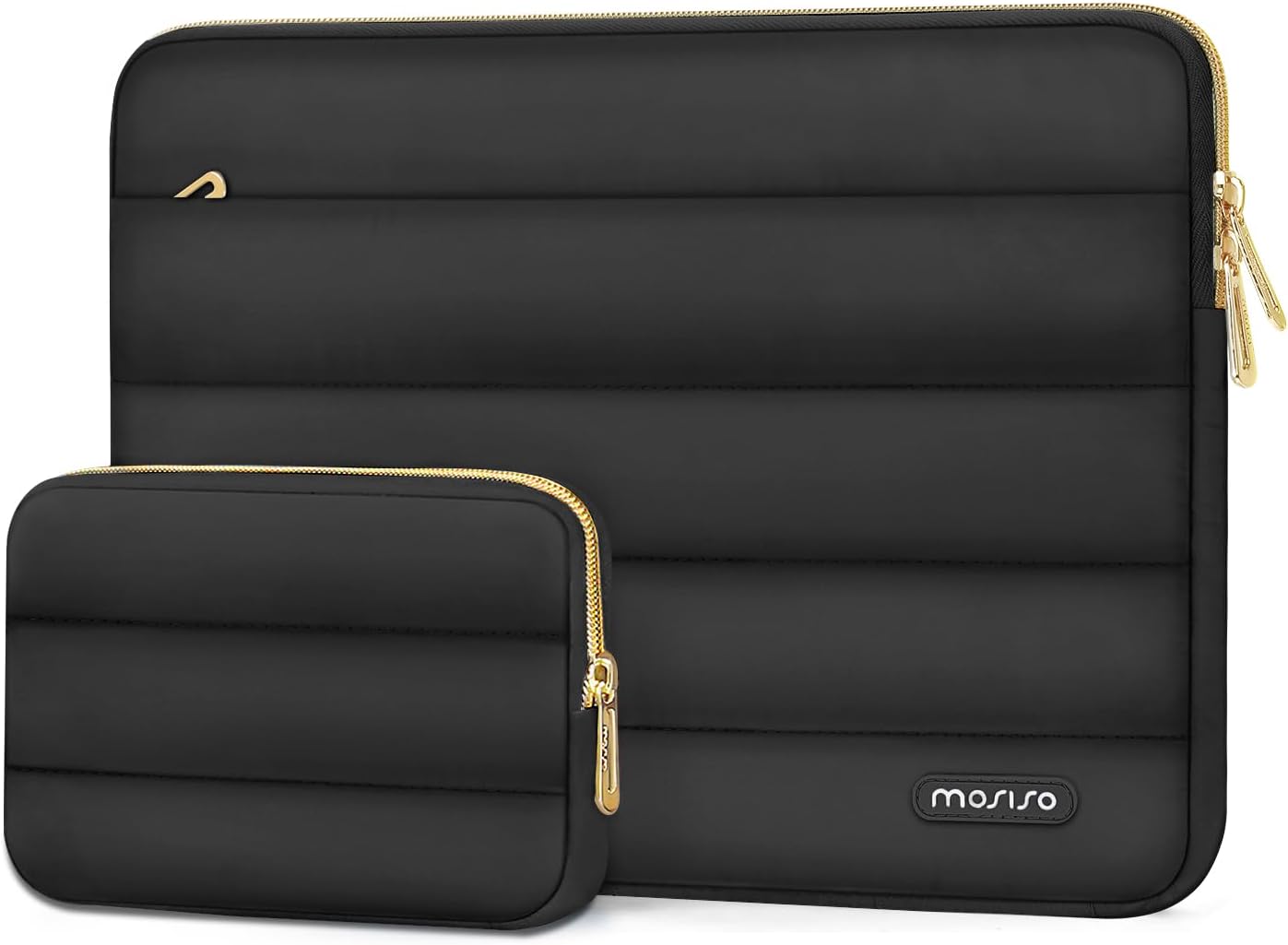 MOSISO 14 inch Laptop Case, 14 inch Puffy Laptop Sleeve Compatible with HP Lenovo Dell ASUS Acer, HP Stream, Dell Latitude, Lenovo IdeaPad, Polyester Horizontal Bag with Small Case, Black