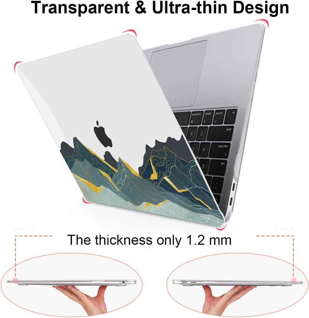 for MacBook Air 13 Inch Case 2021 2020 2019 2018, Plastic Hard Shell Case Keyboard Cover for Mac Air 13 Model A2337 M1 A2179 A1932 with Touch ID & Retina Display, Circling Mountain