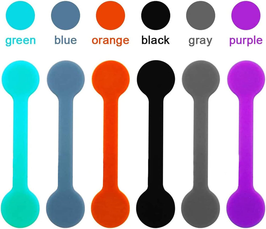 6 Pack Magnetic Twist Ties, Viaky Multicolor Magnet Keeper Bands Winder Wrap Straps Cable Clips Cord Organizer for Earphones/USB Cable/Bookmarks/Keychain/Cable Management