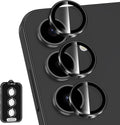 for Samsung Galaxy S24 FE Camera Lens Protector, Individual Metal Ring Tempered Glass Lens Cover, [Strong Adsorption] Scratch Resistant Ultra-Thin HD Clear Lens Cover, 1 Set-Black Ring