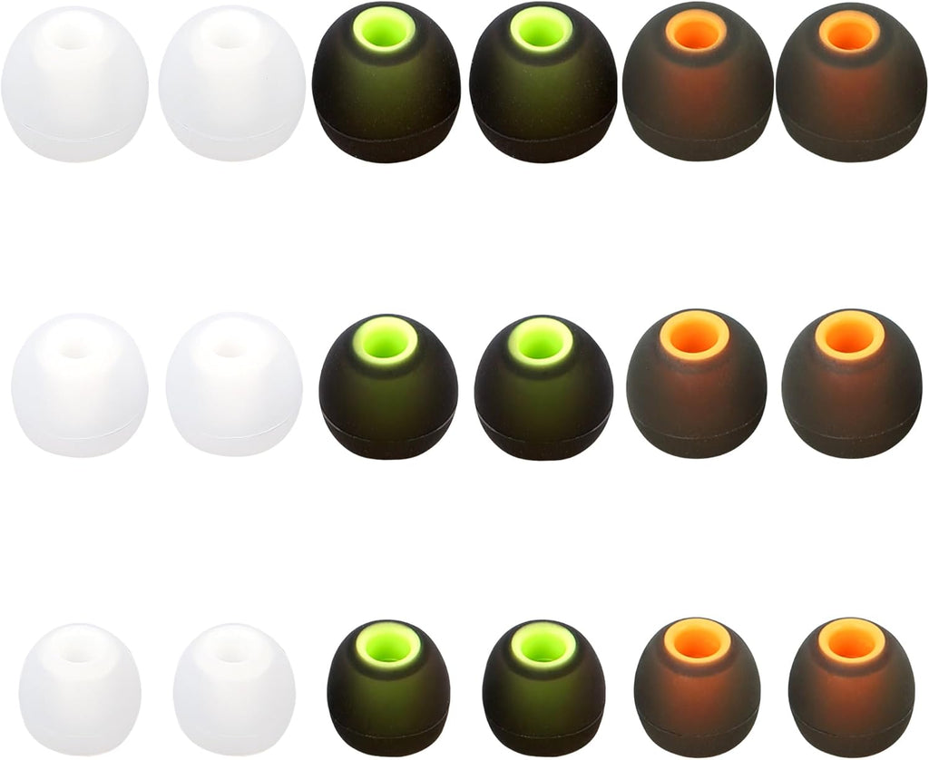 Silicone Earbud Tips Replacement - Fit Most In-Ear Earbuds (Inner Hole 3.8mm - 5.1mm) - 9 Pairs S M L