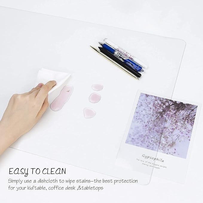 Oterri Clear Writing Desk Pad, 12’’x12” Heat Resistant Waterproof PVC Round - Image 4