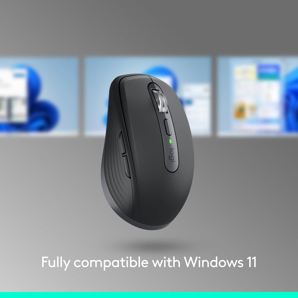 Logitech MX Anywhere 3S Compact Wireless Mouse, Fast Scrolling, 8K DPI Any-Surface Tracking, Quiet Clicks, Programmable Buttons, USB C, Bluetooth, Windows PC, Linux, Chrome, Mac - Graphite